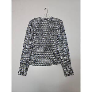 Cupcakes And Cashmere Peacock Feather Blouse Long Sleeve Medium